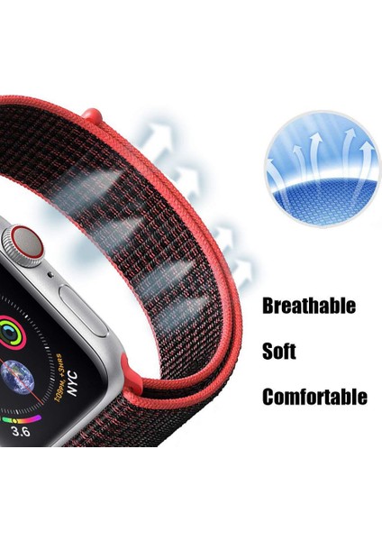 Apple Watch Uyumlu 38mm Bilekli Kumaş Kayış Kordon Noktalı Siyah Fabric