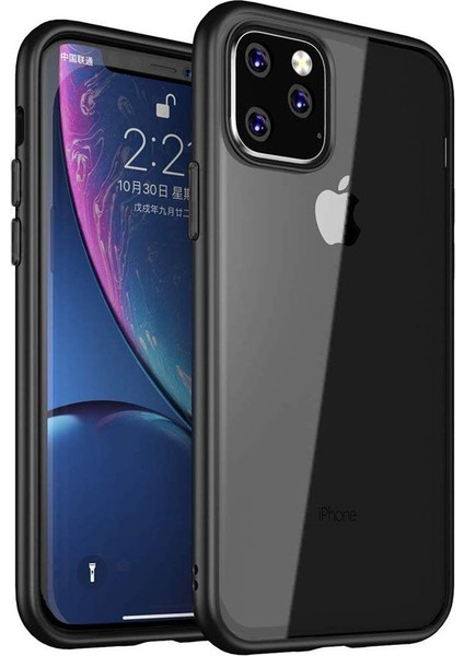 iPhone 8 Kılıf Clear Anti-Shock Şeffaf Sert Arka Kapak Siyah Çerçeve