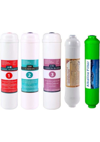 Su Arıtma Cihazı Membransız Kapalı Kasalı Cihazlar Için Inline Alkali Filtreli Filtre Takımı 5'li