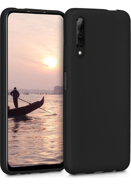 Huawei P Smart Pro 2019 Kılıf Zore Premier Mat Silikon + Cam Siyah