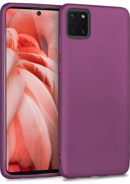 Galaxy A81 Kılıf Zore Premier Mat Silikon Kapak Mürdüm
