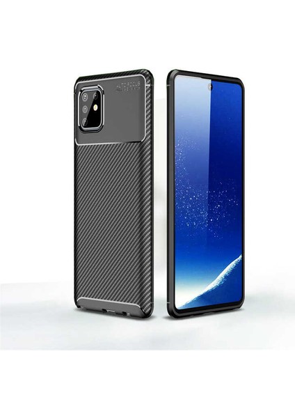 Galaxy A81 Kılıf Zore Negro Antişok Karbon Silikon Siyah