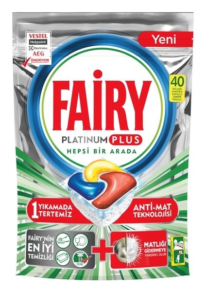 Platinum Plus 40 Yıkama Bulaşık Makinesi Deterjanı Kapsülü x 2 Adet