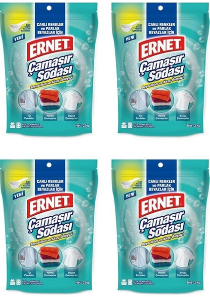 Çamaşır Sodası 2 kg 4'lü Konsantre Formül ile Derinlemesine Temizlik Sağlar