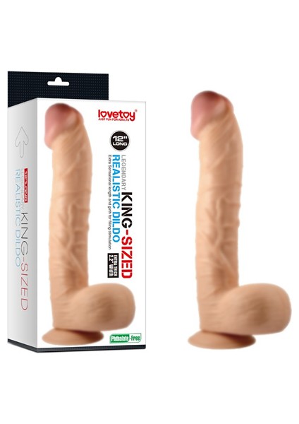 King Size 35 cm Kalın Realistik Dildo Vantuzlu Dev Büyük Penis