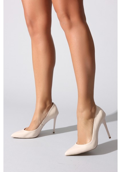 Plus Bej Rugan Kadın Stiletto