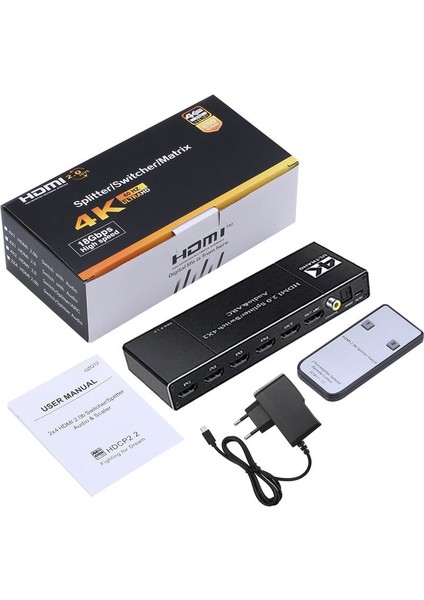4K422A HDMI 2.0 4K Ultra Hd Hdr Hdcp Arc Extractor Ses Ayrıştırıcılı Combo Switch Splitter
