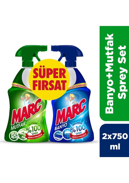 Banyo&Mutfak Sprey Set + Marc Çamaşır Makinesi Temizleyici Çam&Okaliptus