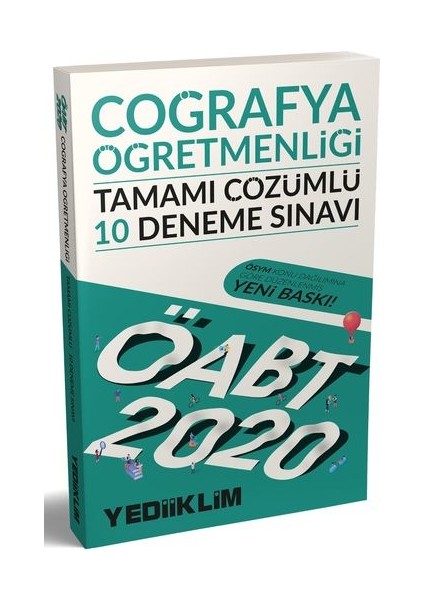 Yediiklim Yayınları 2020 KPSS ÖABT Coğrafya Öğretmenliği Tamamı Çözümlü 10 Deneme Sınavı