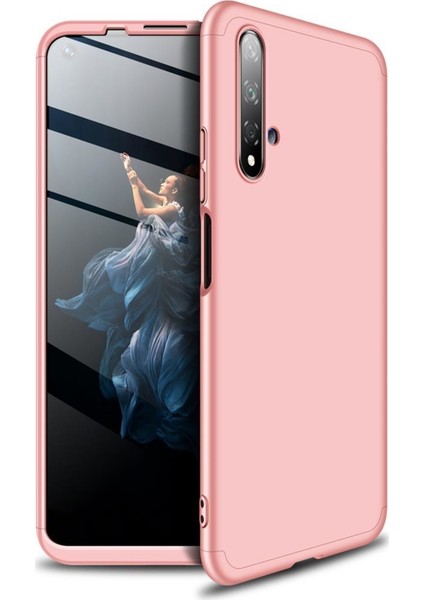 Huawei Honor 20 Kılıf Zore 360 Tam Koruma 3 Parça Ays Kapak Rose Gold