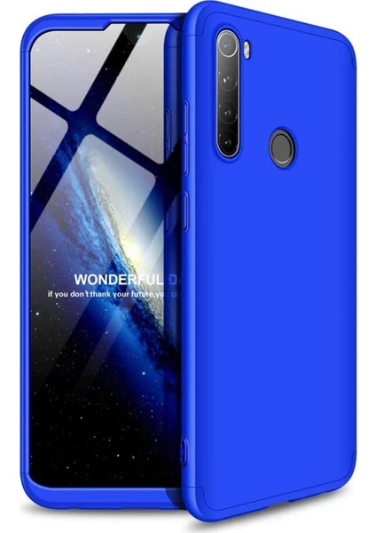 Xiaomi Redmi Note 8 Kılıf Zore 360 Tam Koruma 3 Parça Ays Kapak Mavi