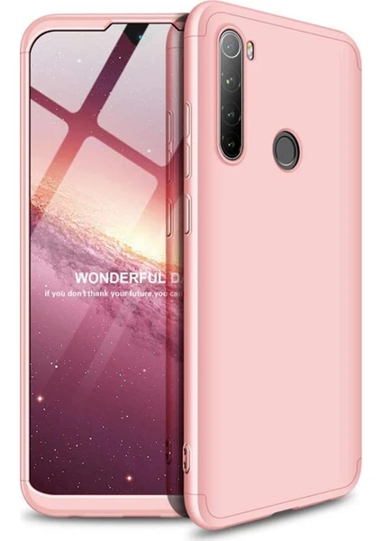 Xiaomi Redmi Note 8 Kılıf Zore 360 Tam Koruma 3 Parça Ays Kapak Rose Gold