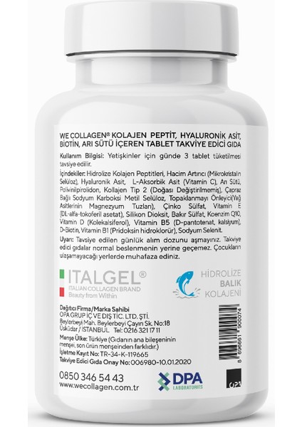 Wecollagen® With Type-2 Collagen Erkek, Balık Kolajeni 45 Tablet