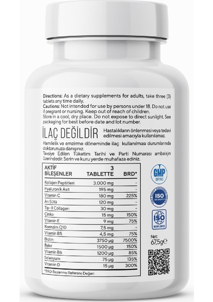 Wecollagen® With Type-2 Collagen Erkek, Balık Kolajeni 45 Tablet