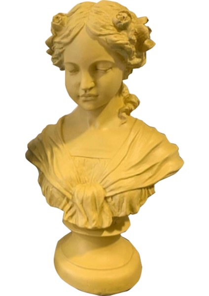 Sarı Ophelia Kadın Büst Heykel Biblo