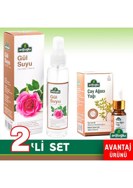 Gül Suyu 125ml ve Çay Ağacı Yağı 10ml (2li Set)