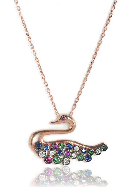 Renkli Kuğu Kolye - Rose