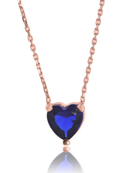 Tek Taşlı Safir Kolye - Rose