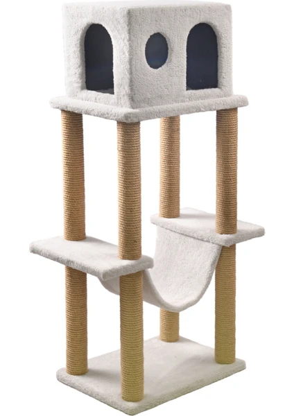 New Castle Kedi Evi ve Tırmalama Ahşap Direk (Wooden Pole)