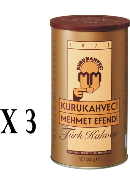 Kurukahveci Mehmet Efendi Türk Kahvesi Teneke 500 gr x 3 Adet