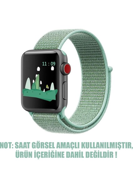 Apple Watch Uyumlu Series 3 38mm Hasırlı Kordon Woven Sport Loop Yeşil