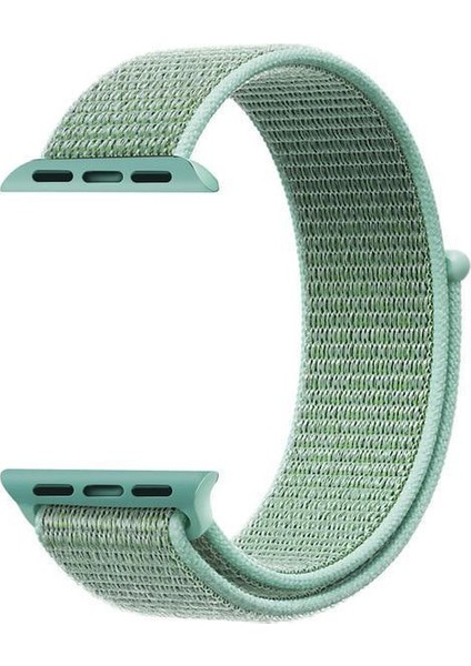 Apple Watch Uyumlu Series 3 38mm Hasırlı Kordon Woven Sport Loop Yeşil