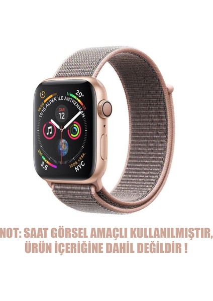 Apple Watch Uyumlu Series 3 38mm Hasırlı Kordon Woven Sport Loop Rose Gold