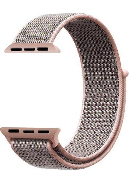 Apple Watch Uyumlu Series 3 38mm Hasırlı Kordon Woven Sport Loop Rose Gold