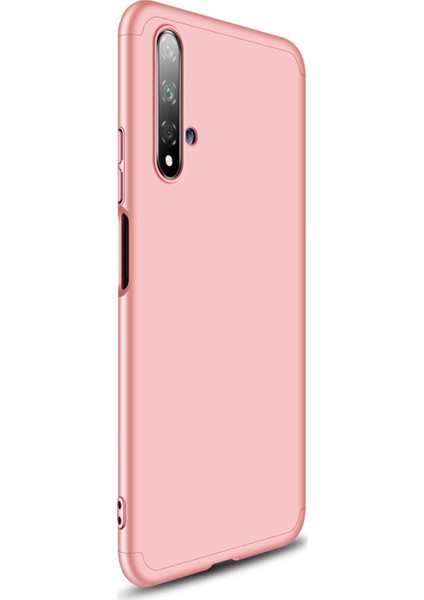 Huawei Nova 5T Kılıf Double Dip 360 Protective Rose Gold