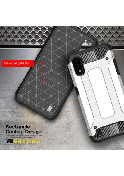 Samsung Galaxy A01 Kılıf Rugged Armor Gümüş