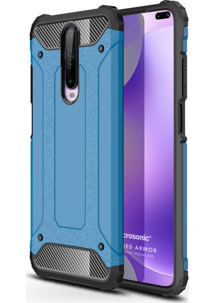 Xiaomi Redmi K30 Kılıf Rugged Armor Mavi