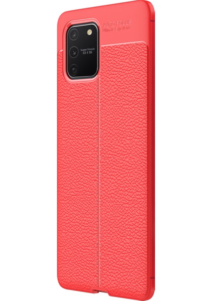 Samsung Galaxy S10 Lite Kılıf Deri Dokulu Silikon Kırmızı