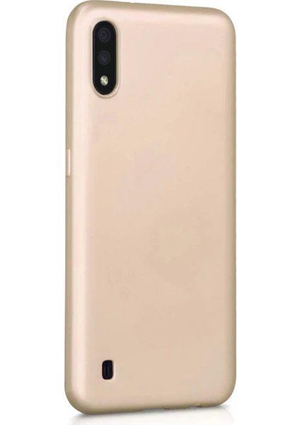 Mat Silikon Samsung Galaxy A01 Kılıf Gold