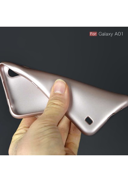 Mat Silikon Samsung Galaxy A01 Kılıf Gold