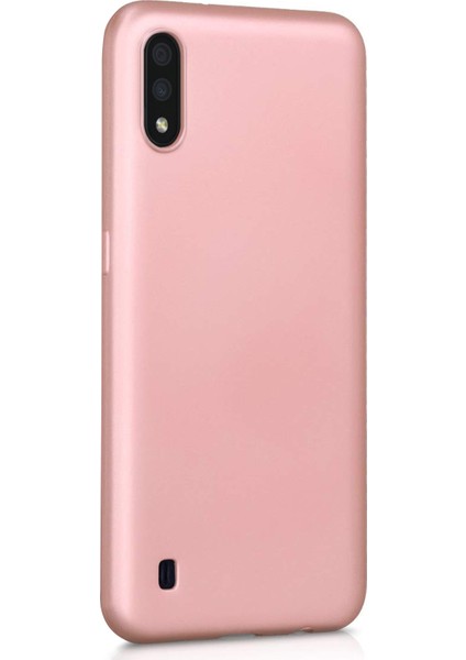 Mat Silikon Samsung Galaxy A01 Kılıf Rose Gold