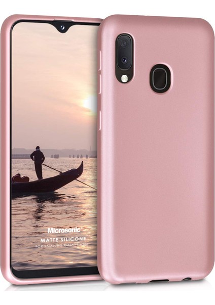 Mat Silikon Samsung Galaxy A20e Kılıf Rose Gold