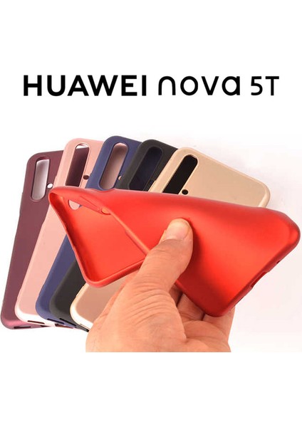 Mat Silikon Huawei Nova 5T Kılıf Gold