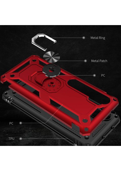 Xiaomi Mi Note 10 Pro Kılıf Military Ring Holder Gold