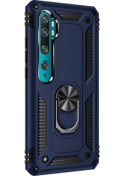 Xiaomi Mi Note 10 Pro Kılıf Military Ring Holder Lacivert