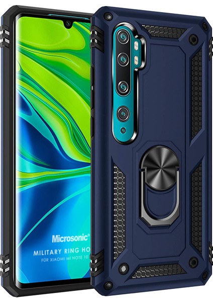 Xiaomi Mi Note 10 Pro Kılıf Military Ring Holder Lacivert