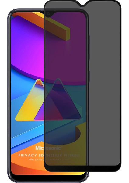 Samsung Galaxy M10s Privacy 5D Gizlilik Filtreli Cam Ekran Koruyucu Siyah