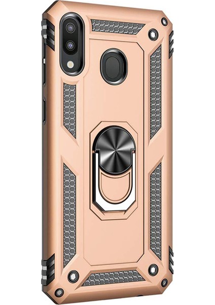 Samsung Galaxy M10s Kılıf Military Ring Holder Gold