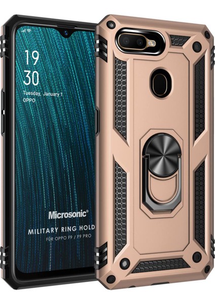 Oppo F9 / F9 Pro Kılıf Military Ring Holder Gold fiyatları