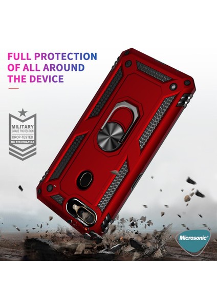Oppo F9 / F9 Pro Kılıf Military Ring Holder Gold modelleri
