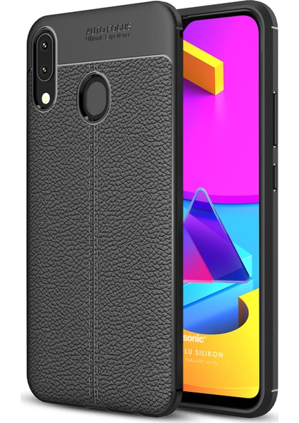 Samsung Galaxy M10s Kılıf Deri Dokulu Silikon Siyah fiyatları
