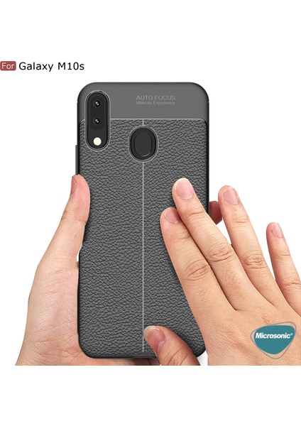 Samsung Galaxy M10s Kılıf Deri Dokulu Silikon Siyah fırsatları