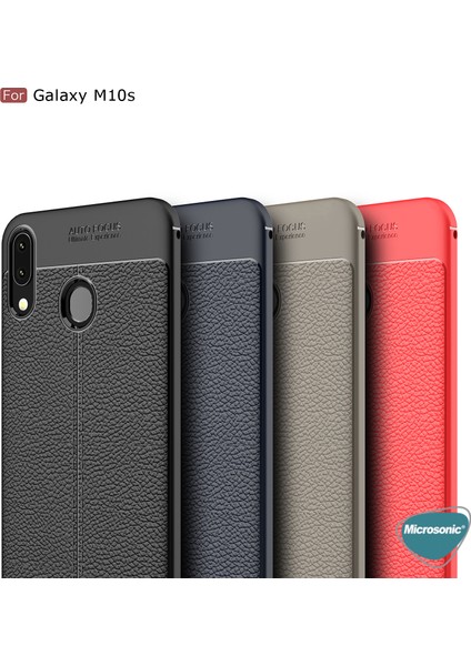 Samsung Galaxy M10s Kılıf Deri Dokulu Silikon Siyah indirimleri
