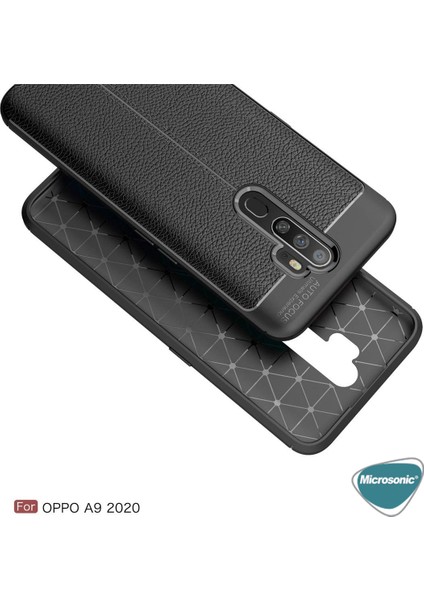 Oppo A9 2020 Kılıf Deri Dokulu Silikon Kırmızı