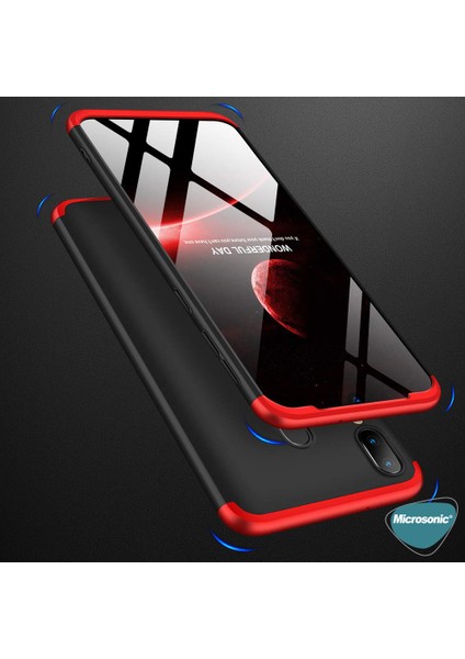 Samsung Galaxy M10s Kılıf Double Dip 360 Protective Siyah Mavi