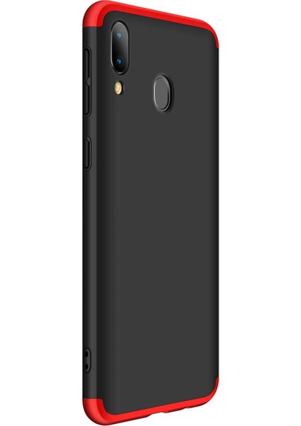 Samsung Galaxy M10s Kılıf Double Dip 360 Protective Siyah Kırmızı